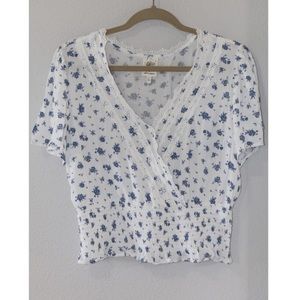 Floral print wrap top